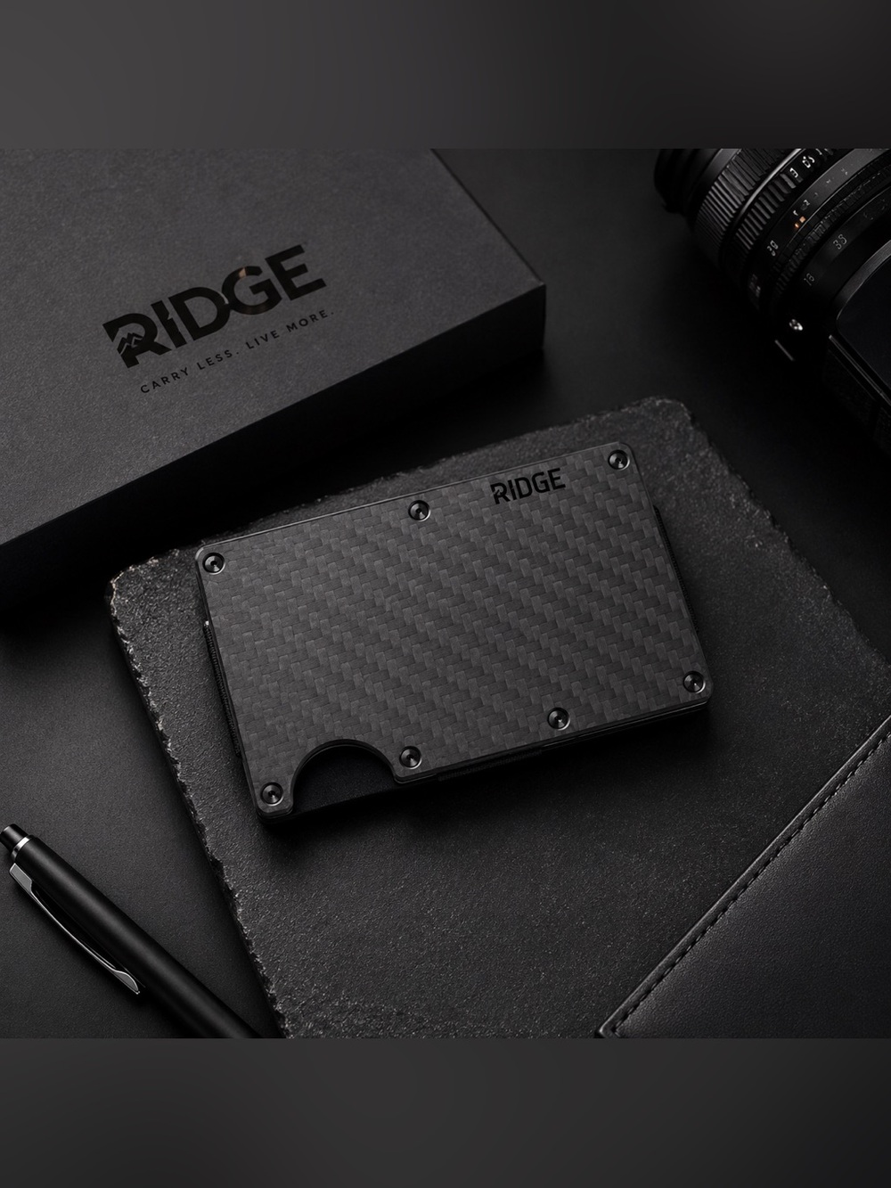 The Ridge Carbon Fiber RFID Wallet w/ Box, Tool & $10 Reward Card